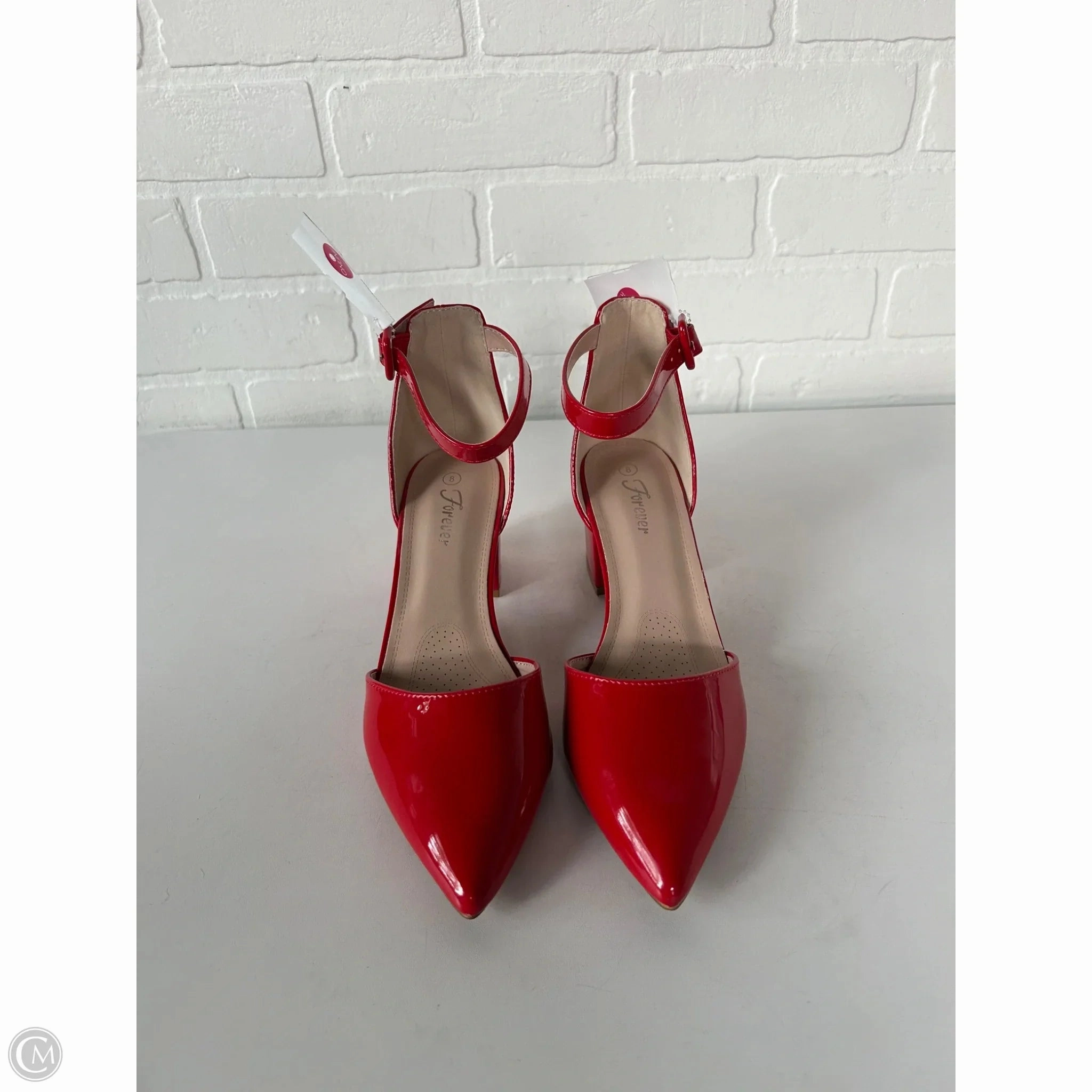 Shoes Heels Block By Forever In Red, Size: 8 Glossy Finish