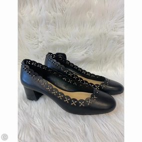 Peep Toe Sandals Shoes Heels Block By Michael By Michael Kors In Black & Silver, Size: 7.5