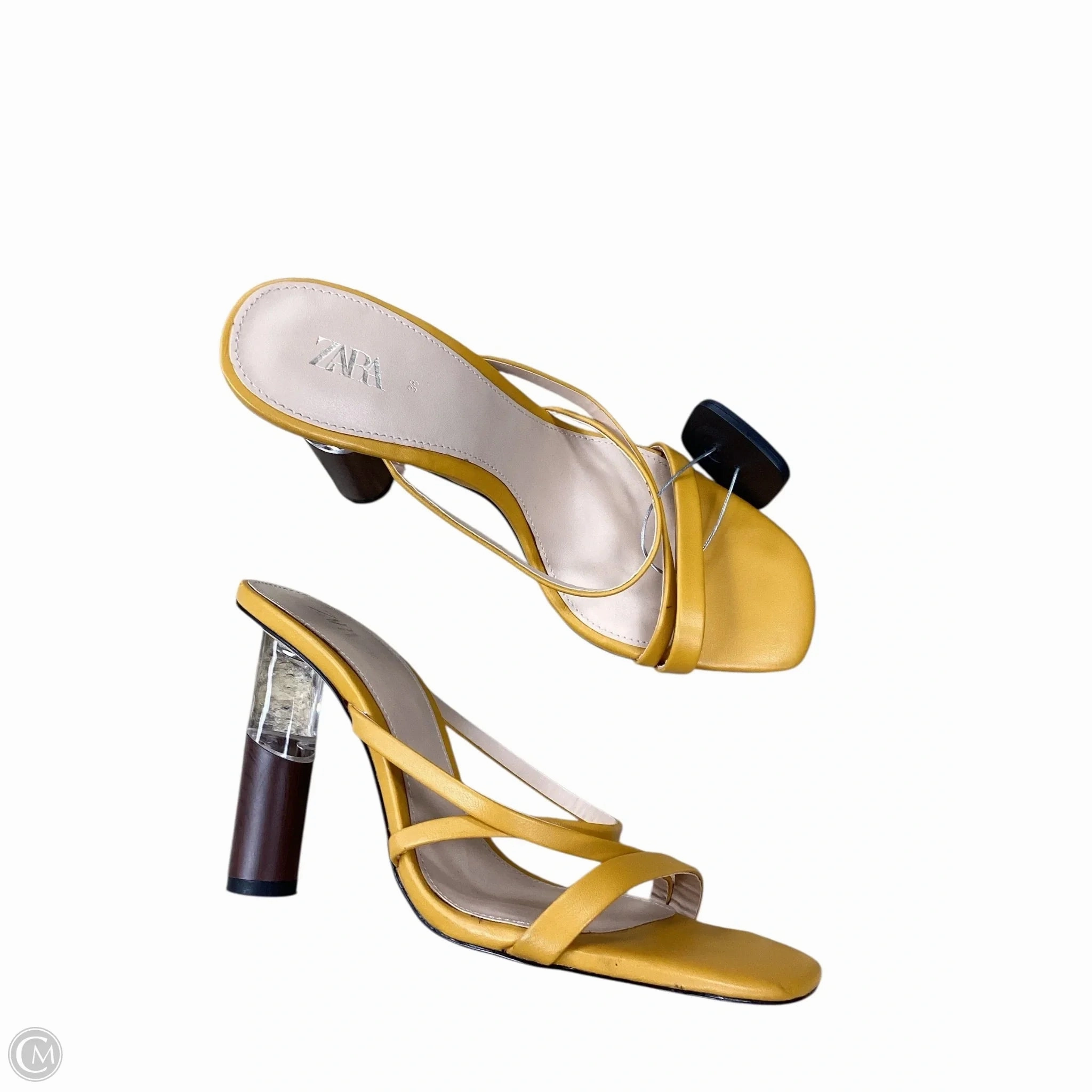 Shoes Heels Block By Zara In Yellow, Size: 7 Glam Heeled Sandals