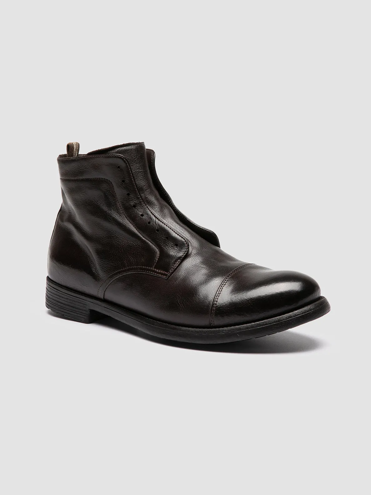 HIVE 005 - Dark Brown Leather Zipped Boots Seamless Comfort Weekend Camping