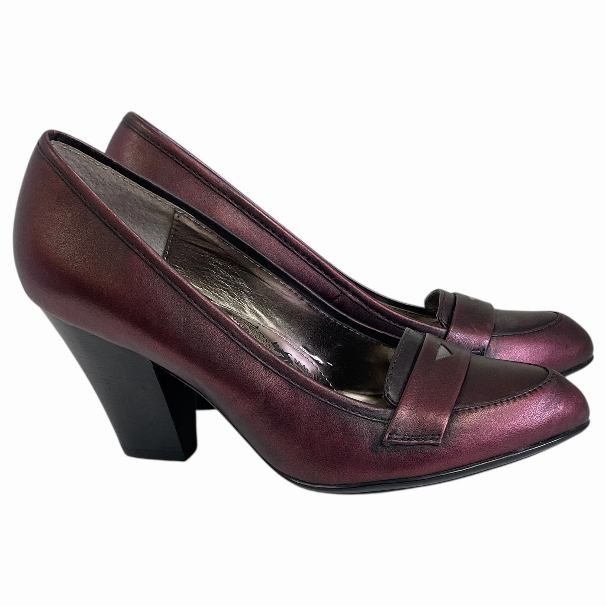 Classic Dress Shoes Shoes Heels Block By Sofft In Purple, Size:6.5