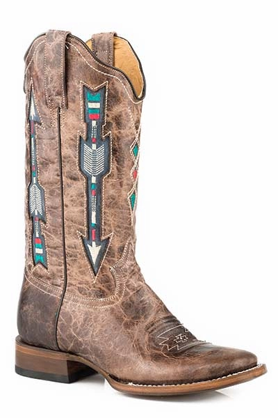 ROPER WOMENS ARROWS SQUARE TOE WESTERN BOOT STYLE 09-021-7022-1426 Eco Material All Day Wear Animal Spot