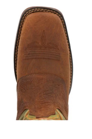 Protective Finish Weekend Wanderer Model DURANGO MENS REBEL DARK CHESTNUT AND HUNTER GREEN WESTERN BOOT STYLE DDB0390