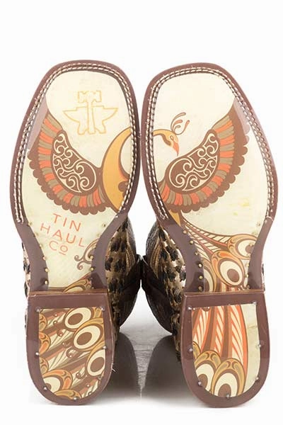 Tin Haul Ladies 3D Cross Boots Peacock Sole Style 14-021-0077-1423 Cushioned Step Night Travel Fashion Statement