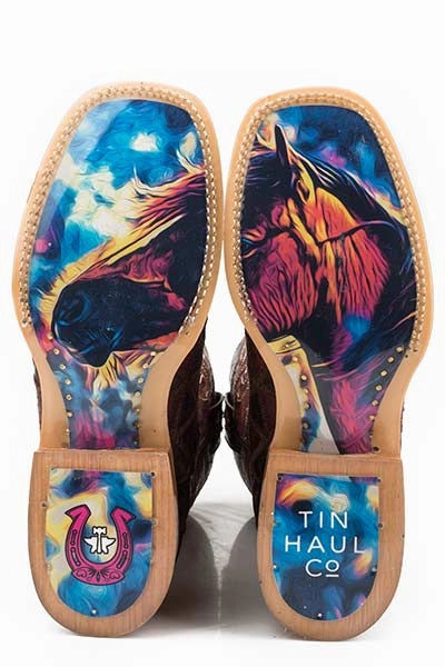 Tin Haul Ladies A Cute Angle Colorful Horse Sole STYLE 14-021-0007-1361 Feather Light Daily Walks