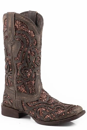 Roper Bronze Glitter Ladies Boots Style 09-021-0914-2911 Protective Finish Snow Trekker