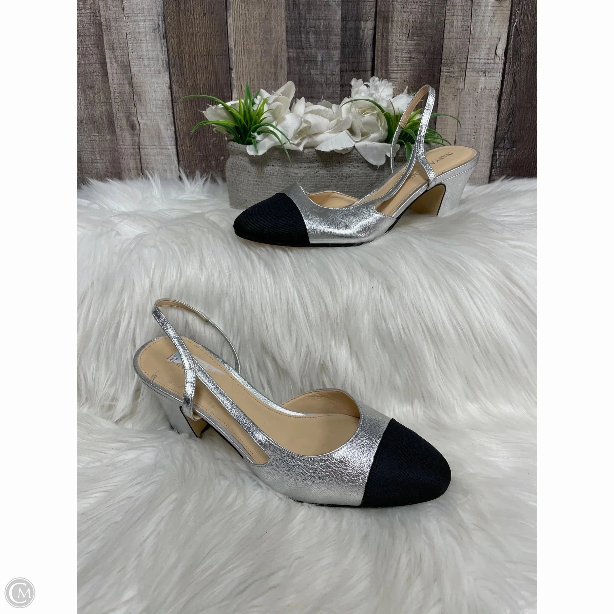 Sophisticated Shoes Shoes Heels Block By Ivanka Trump In Black & Silver, Size: 9