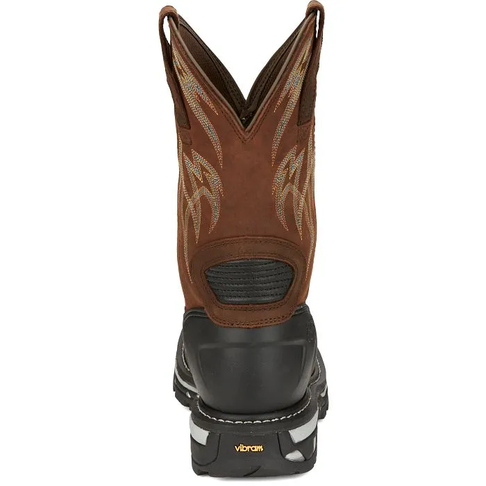 JUSTIN MENS FRONTLINE HIGHVIZ WATERPROOF WORKBOOTS STYLE CR2151 Non slip grip Rugged Comfort