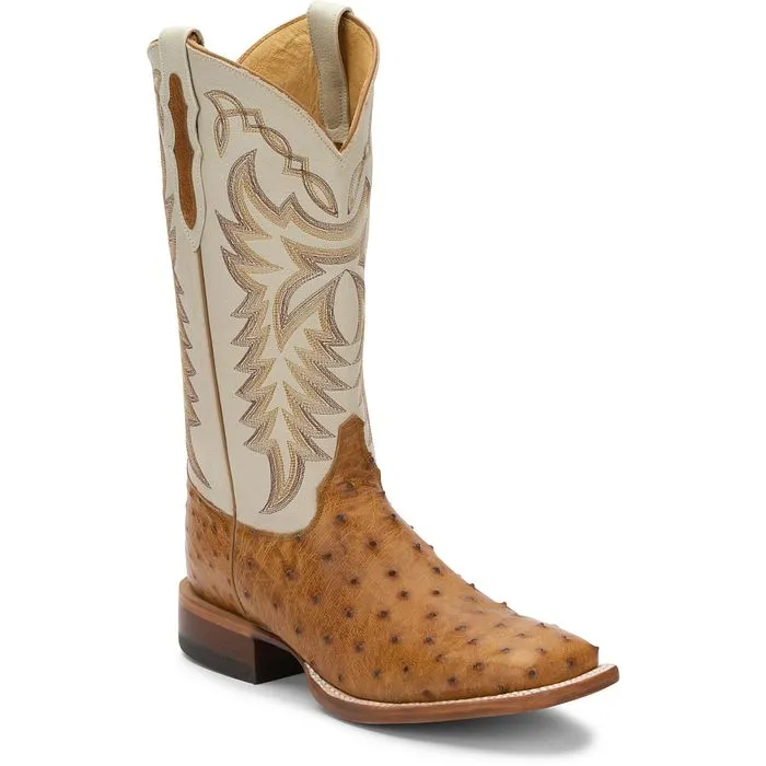 non-slip Justin Mens Pascoe Full Quill Ostrich Boots Style 8094