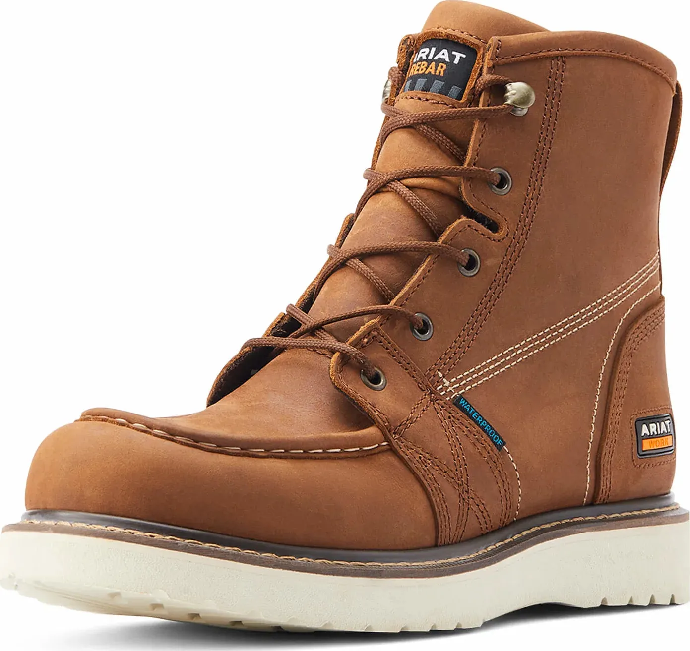 Low Rise Stable Support Remote Hiking Ariat Mens Rebar Wedge 6" Moc Toe H20 Safety Toe Workboot Style 10044540