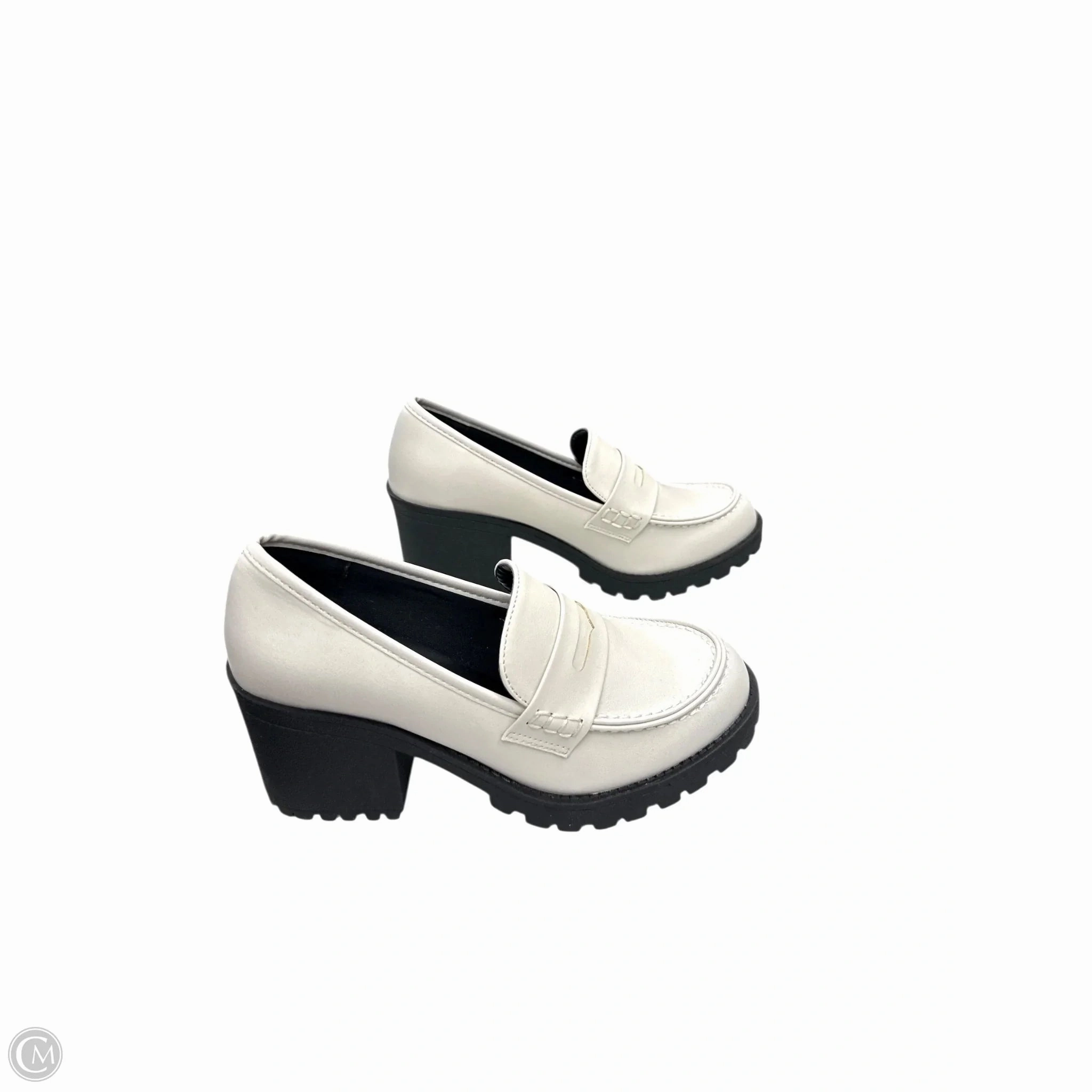 Elastic Goring Shoes Heels Block By Soda In Cream, Size: 7.5