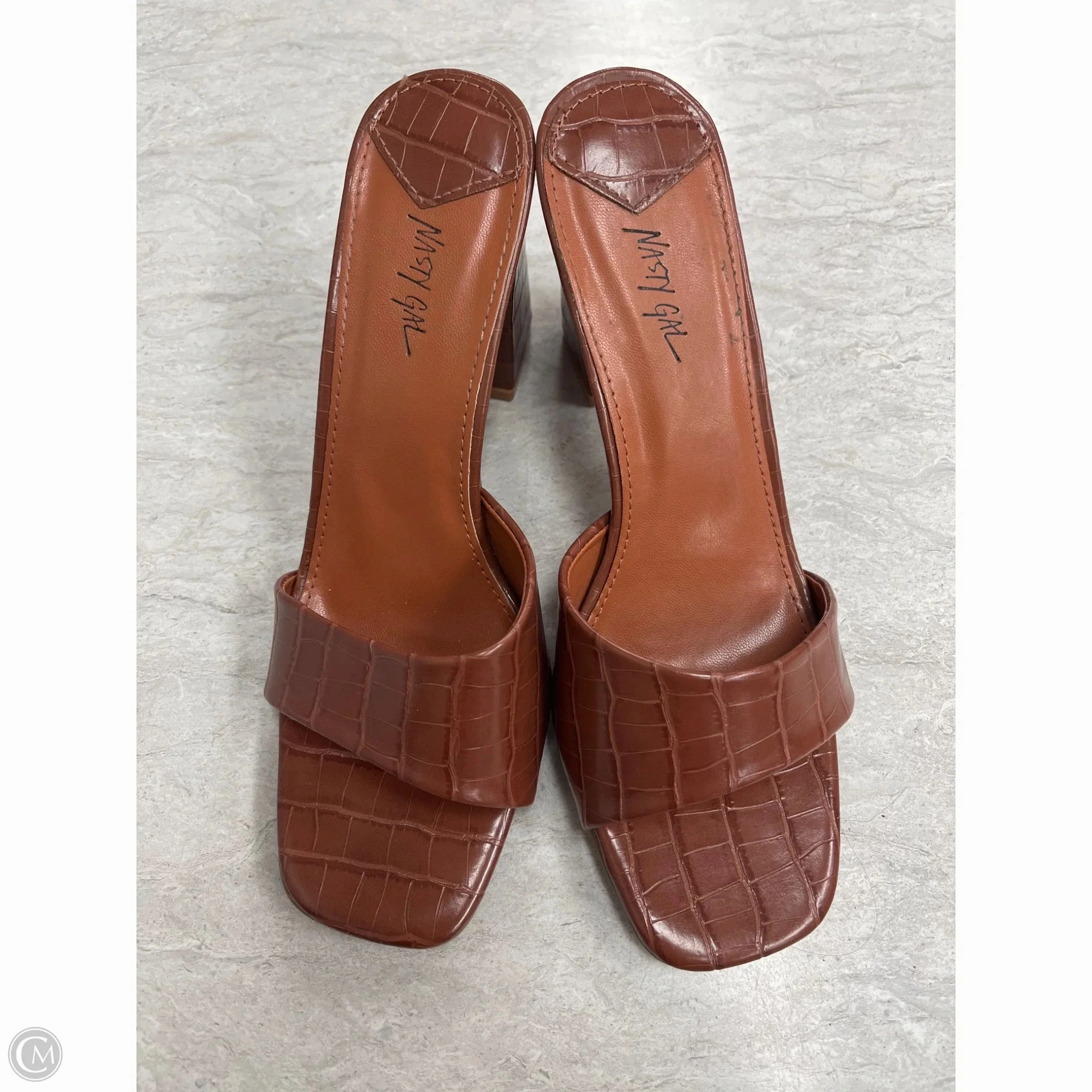 Shoes Heels Block By Nasty Gal In Brown, Size: 7 Comfortable Insole