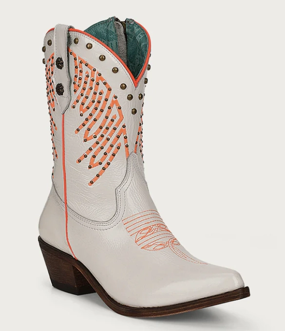 CORRAL LADIES WHITE NEON ZIPPER ANKLE BOOTS STYLE F1311 Urban Comfort