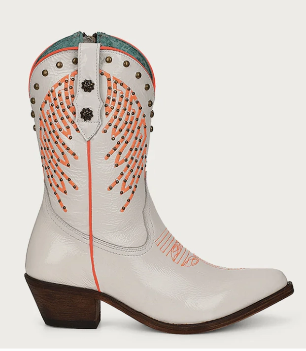 CORRAL LADIES WHITE NEON ZIPPER ANKLE BOOTS STYLE F1311 Soft Insole