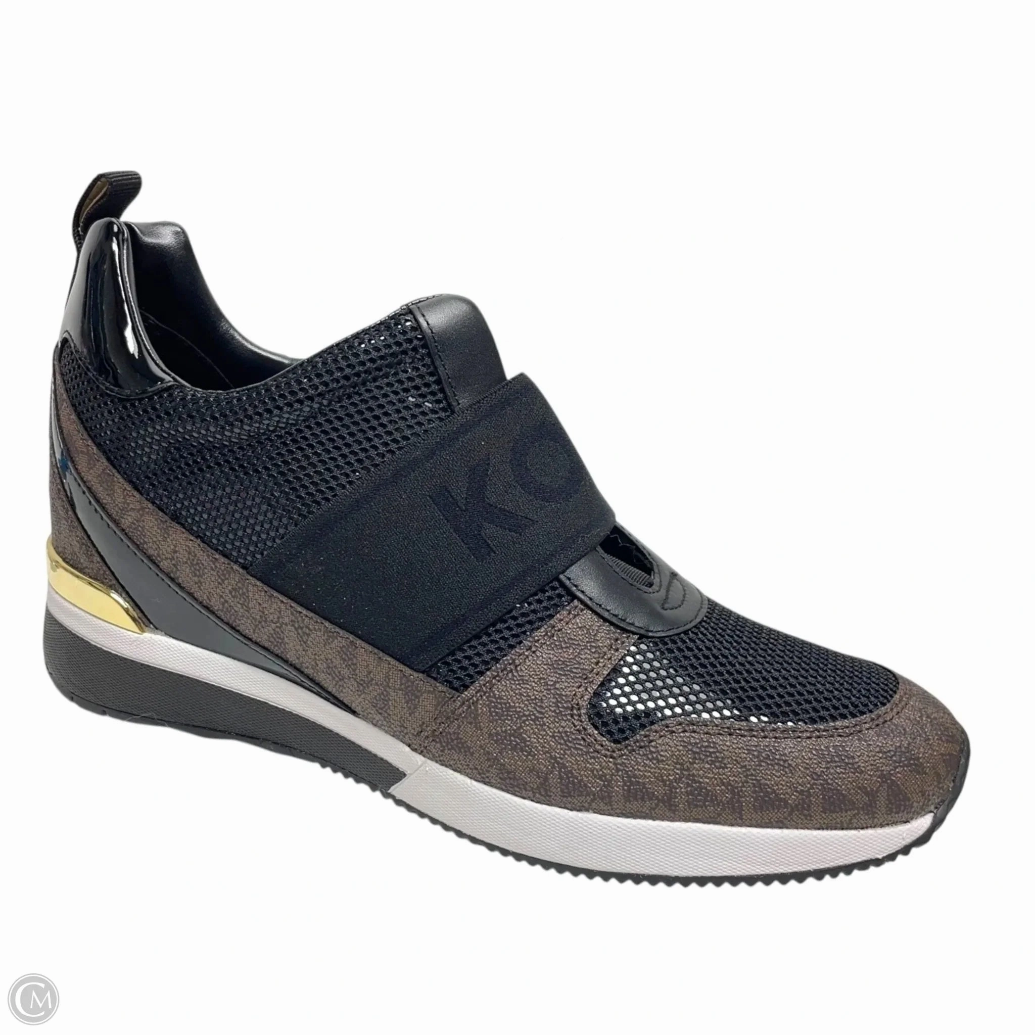 Perforated Toe Box Shoes Sneakers By Michael By Michael Kors In Brown & White, Size: 10