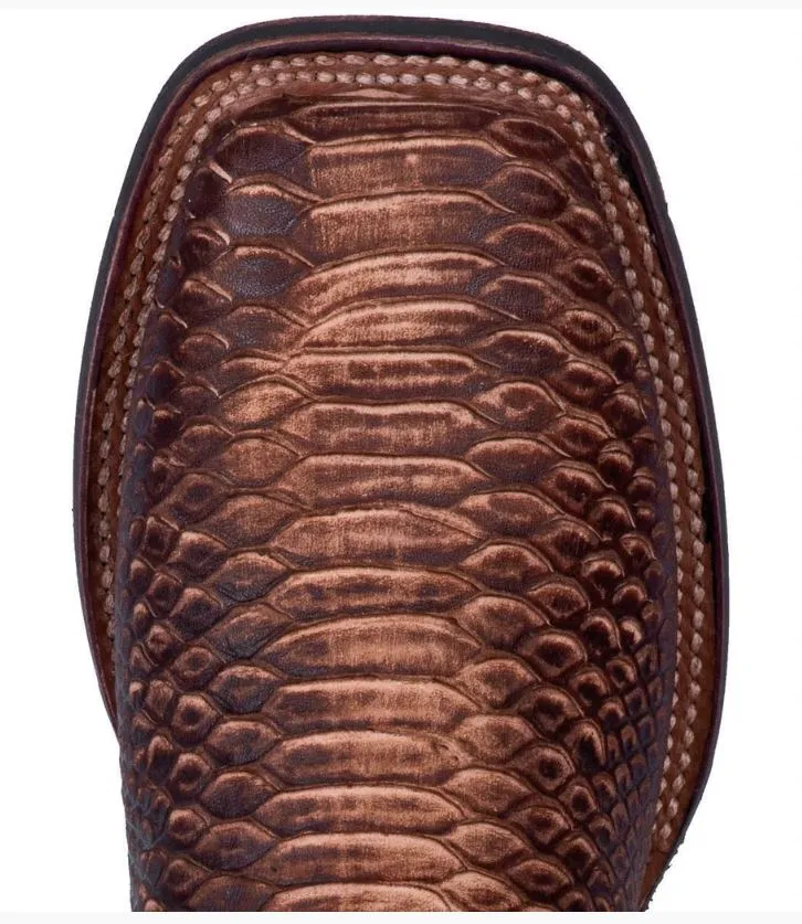 Dan Post Men's Brown Snake Skin Square Toe Boots Style DP4526 Hard Ground Waterproof Function