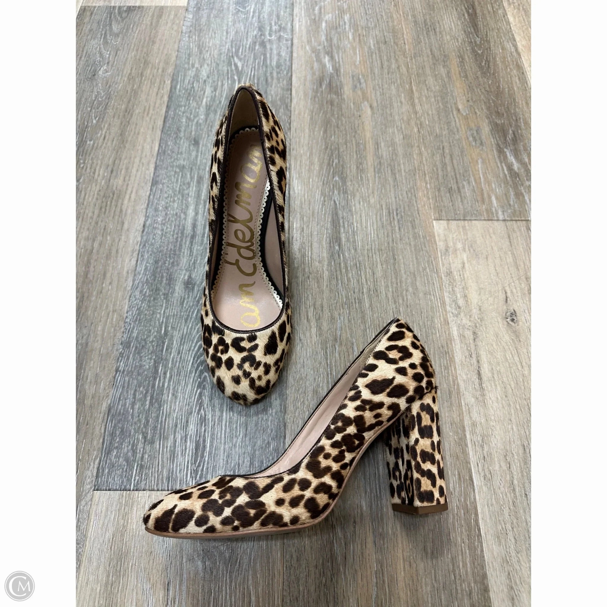 Black Stiletto Shoes Fashionable Booties Shoes Heels Block By Sam Edelman In Animal Print, Size: 6.5