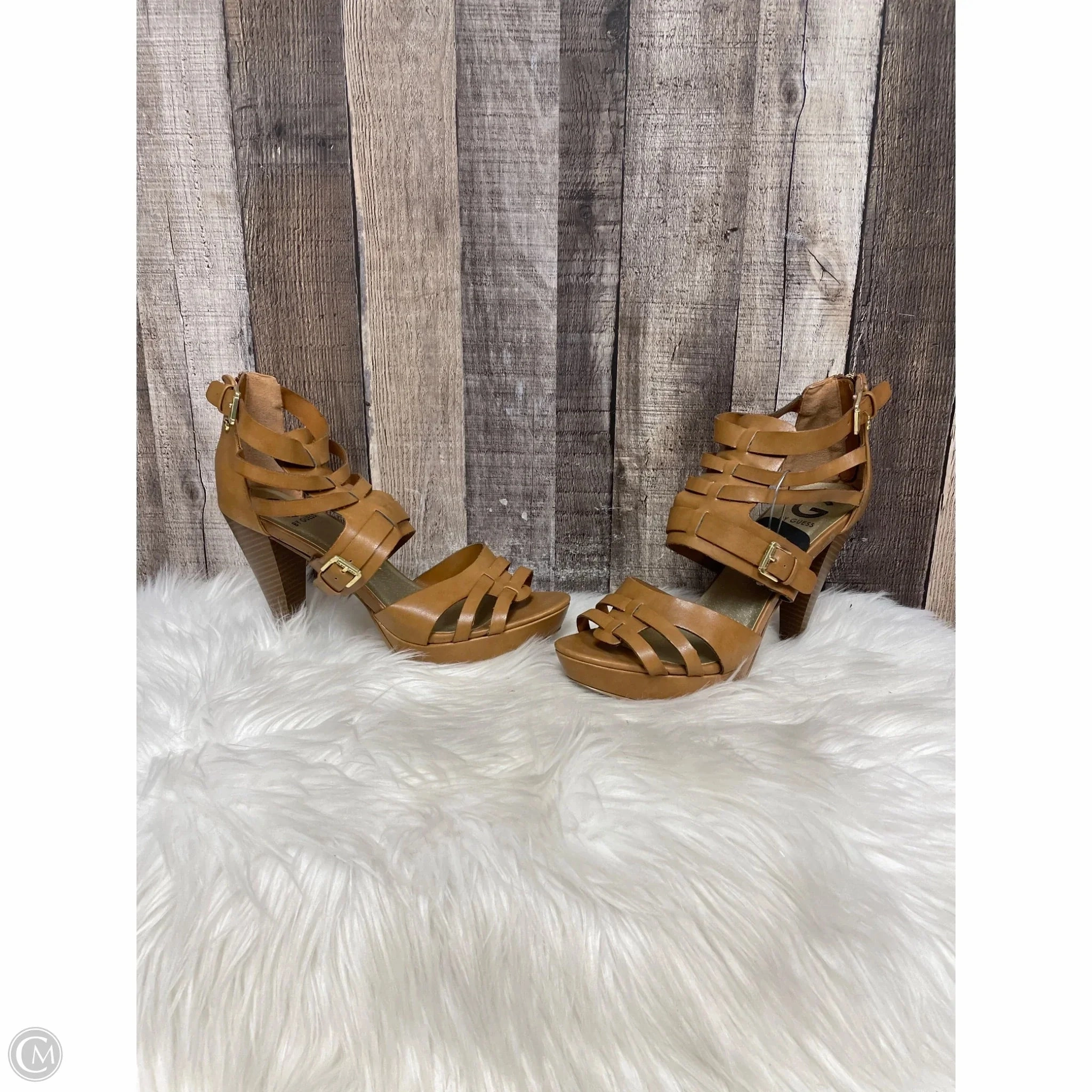 Stylish Design Shoes Heels Stiletto By Guess In Tan, Size: 10