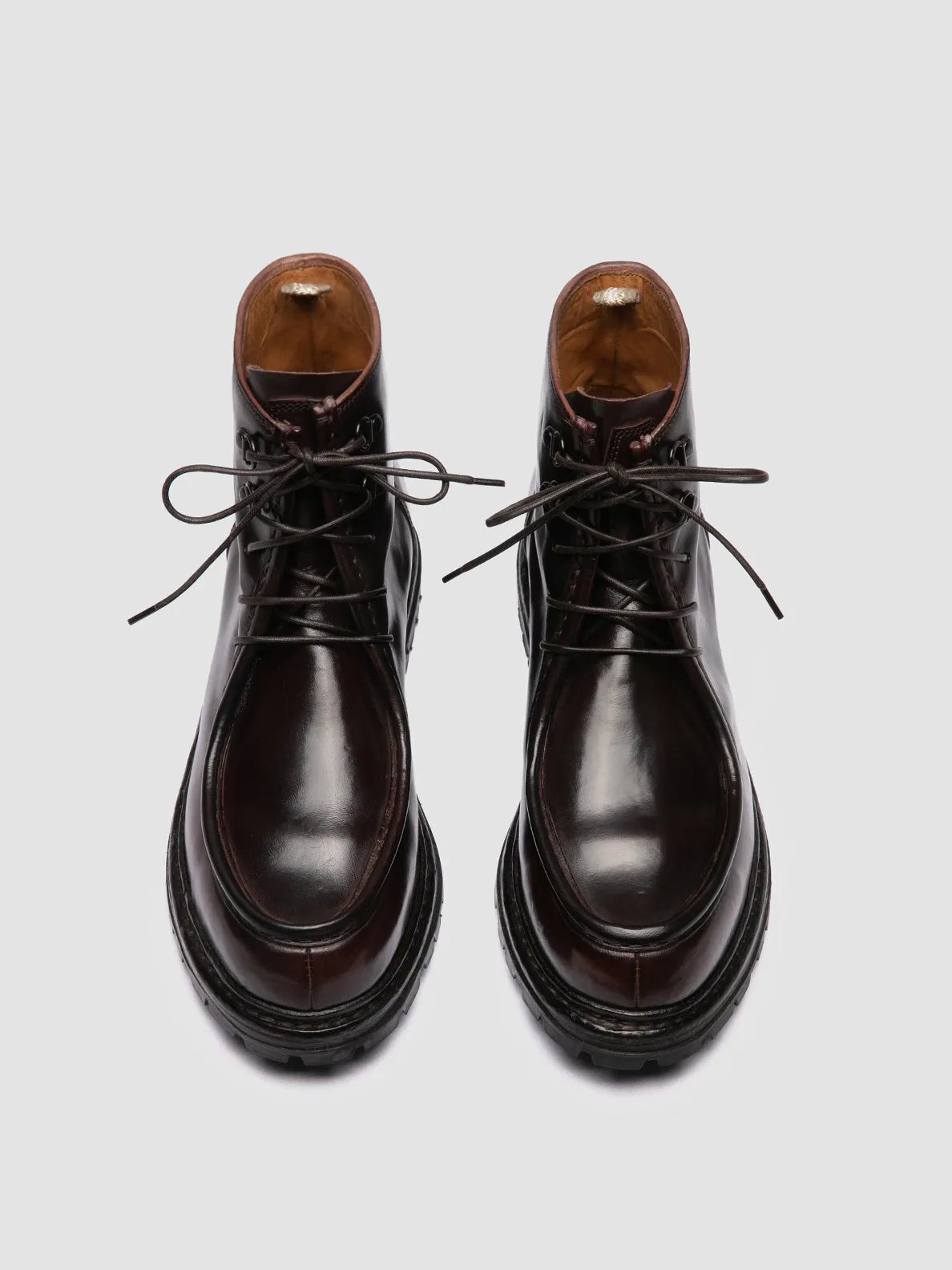 Oil-Resistant Fashion Choice VOLCOV 010 - Dark Burgundy Leather Lace-Up Boots