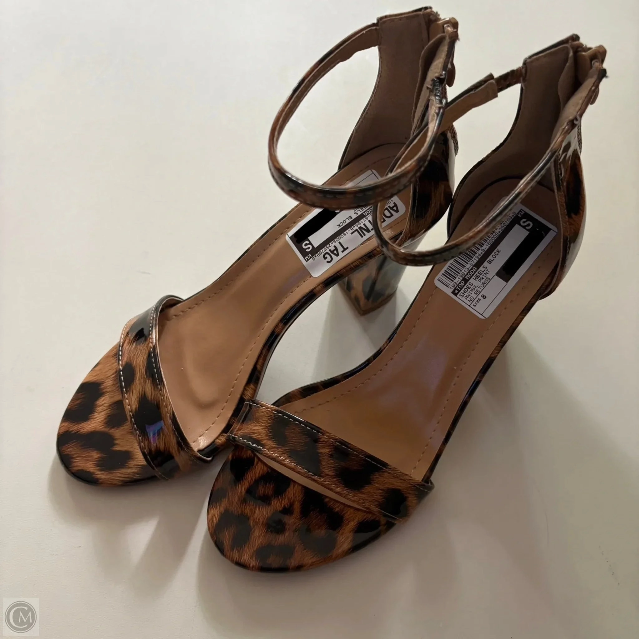 Non Marking Shoes Heels Block By Top Moda In Animal Print, Size: 8