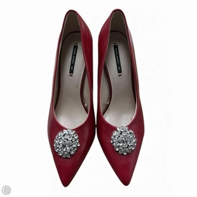 Trendy Boots Ankle Strap Shoes Shoes Heels Stiletto By Zara Basic In Red, Size: 8.5