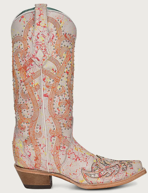 Outdoor Use CORRAL LADIES MULTI COLOR CRYSTAL GLOW IN THE DARK SNIP TOE BOOTS STYLE C3980