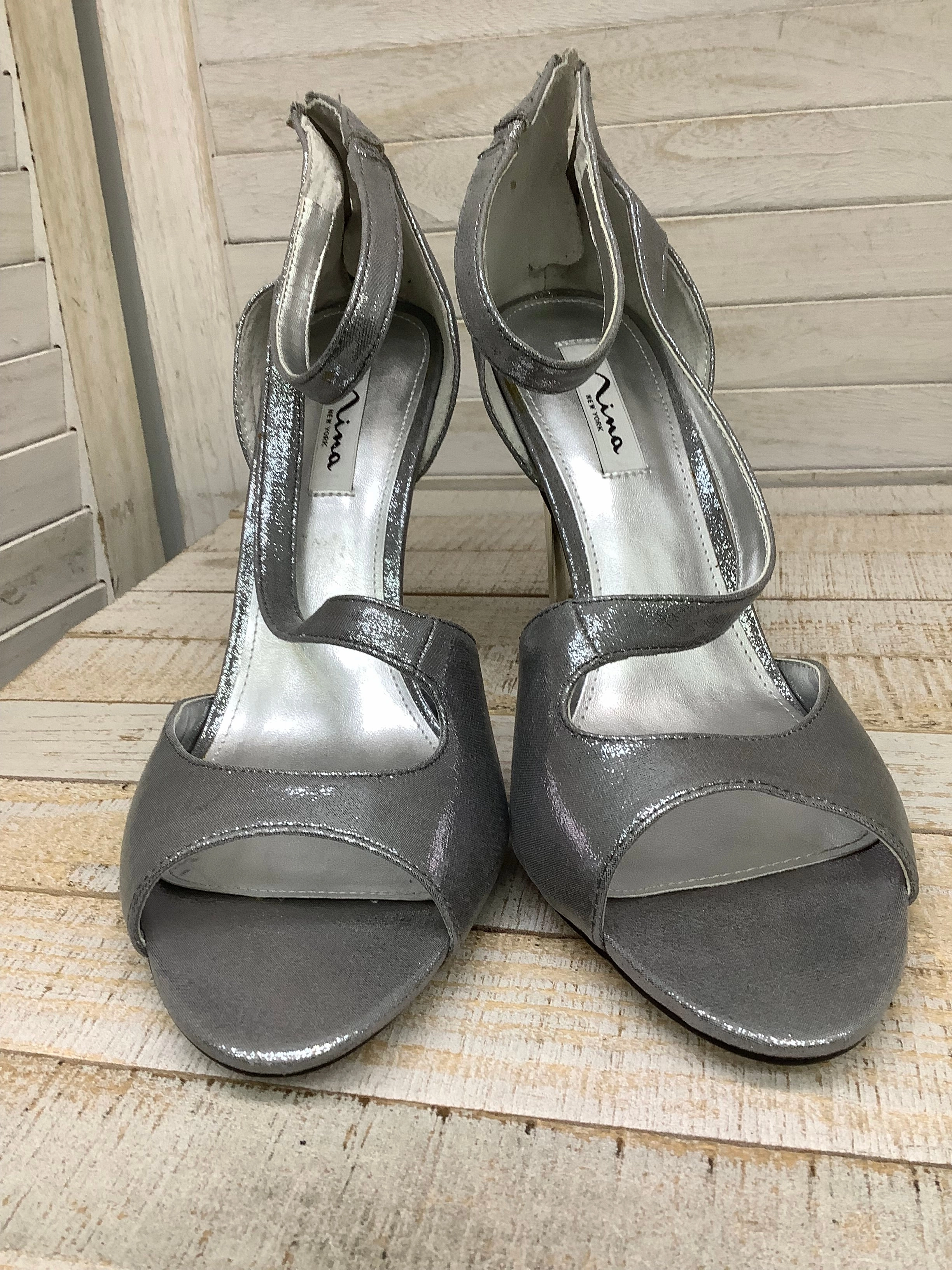 Chic Footwear Tassel Accent Shoes Heels Stiletto By Nina In Silver, Size: 9.5