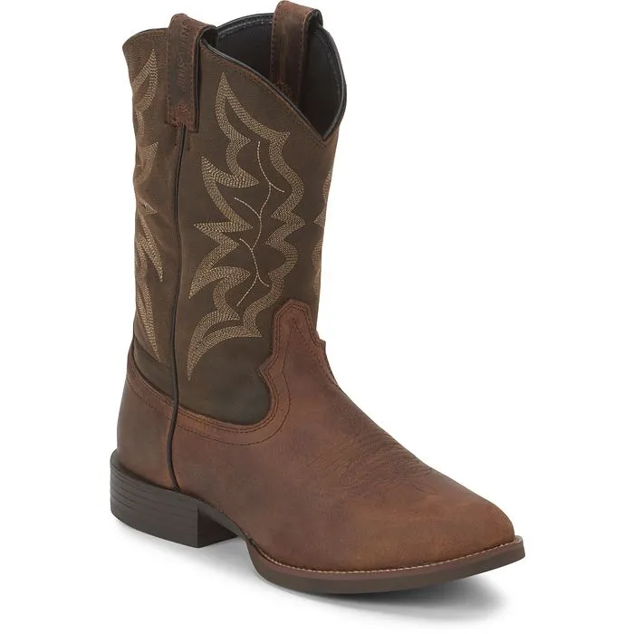 Justin Mens Buster Distressed Western Boots Style 7221 Comfort Lining Trail Exploration Sporty