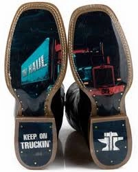 Tin Haul Men's Cowgirl Western Boots - Broad Square Toe synthetic leather Comfort Buckles